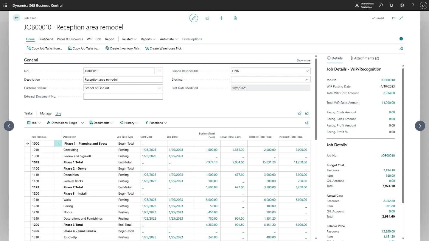 Microsoft Dynamics 365 Business Central : gestion de projet